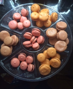 Raspberry, peach and salted caramel macarons for a recent party.